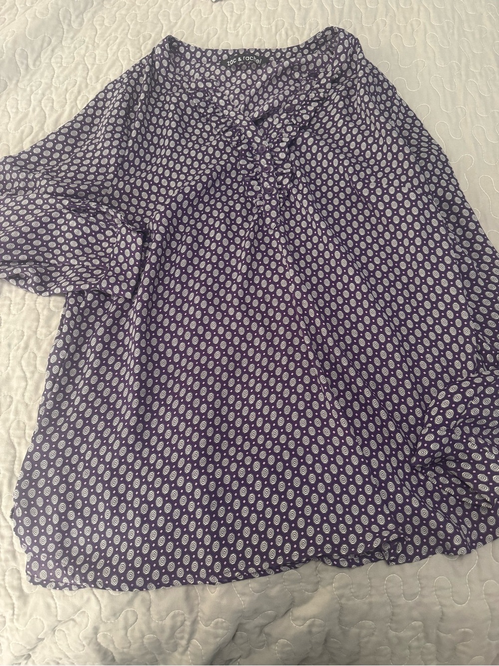 Zac & Rachel Purple Printed Tie-Neck Blouse